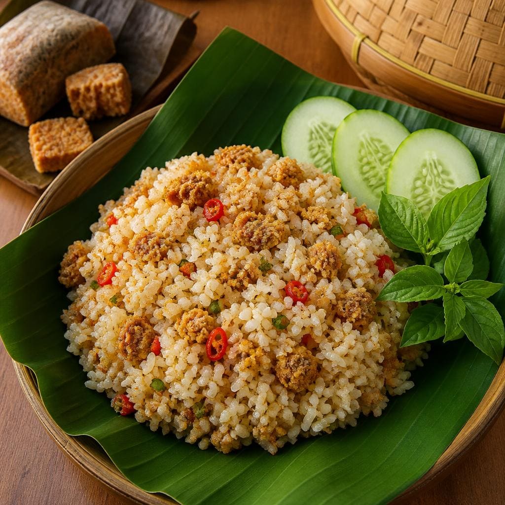 Nasi Oncom Te Sate dengan aroma khas dan rasa gurih tradisional